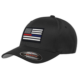FlexFit Hat - Thin Silver Line Flag