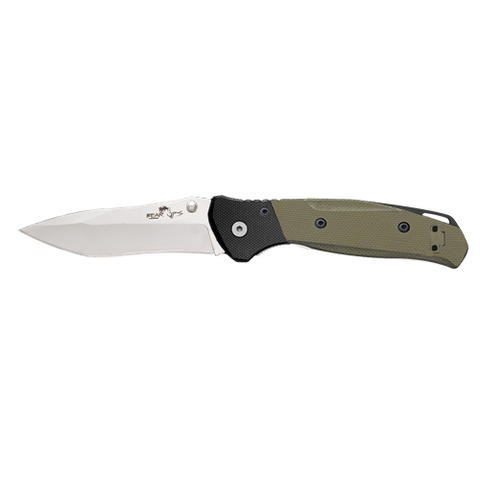 4 1-4 Bear Swipe Iv Black And Green G10 With Bead Finish Blade