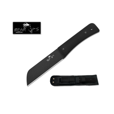 10 3-4 Bear Tac Ii Black G10 Handle With Black Epoxy Powder Coated Blade With Kydex Sheath