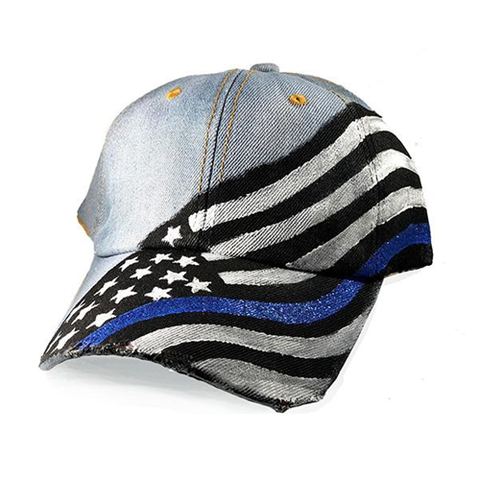 Women's Hand Painted Hat - Thin Red Line Flag