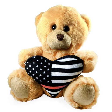 Teddy Bear - Thin Red Line Heart