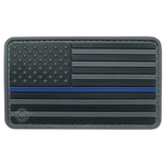 U.s. Flag Black W- Blue Stripe Morale Patch