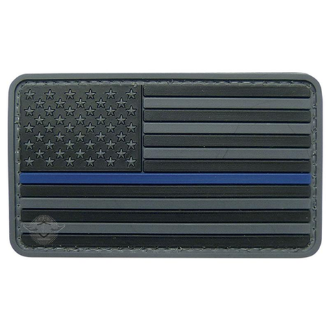 U.s. Flag Black W- Blue Stripe Morale Patch