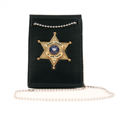 Neck Chain ID Holder With Recessed Badge, Fold Style