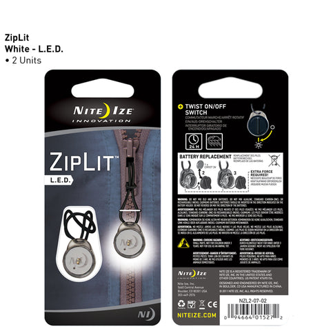 Ziplit Led Zipper Pull - 2 Pack - White