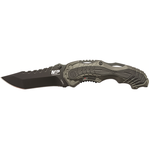 M&p M.a.g.i.c. Assist Liner Lock 4034 Stainless Steel Blade Gray Aluminum Handle W-side Safety & Pocket Clip